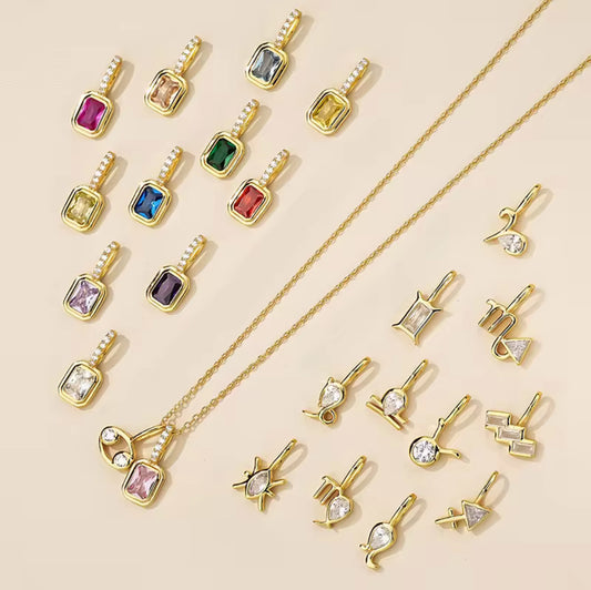 14K Gold Zodiac Birthstone Pendant with Natural Diamonds and Gemstones