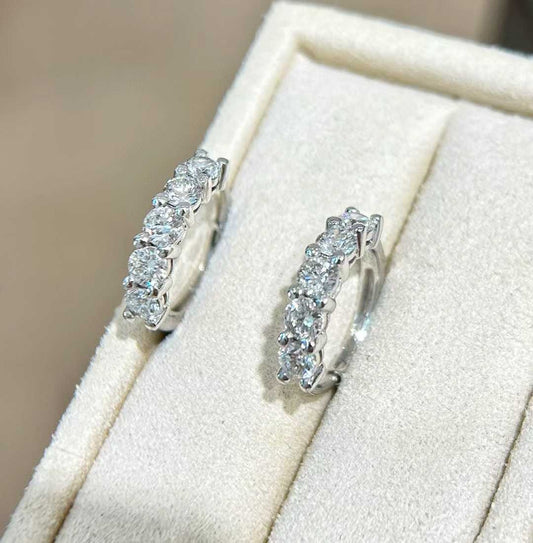 Natural Diamond Hoop Earrings in 18K White Gold or Platinum