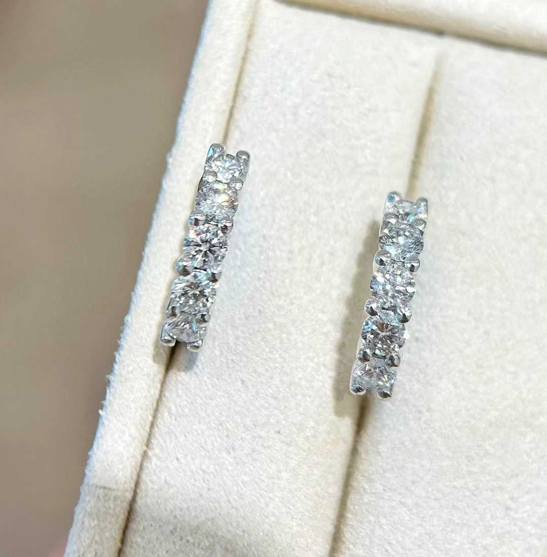 Natural Diamond Hoop Earrings in 18K White Gold or Platinum