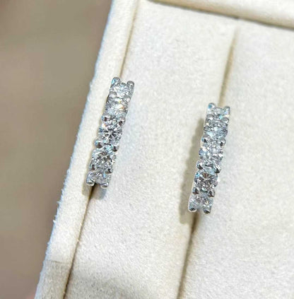 Natural Diamond Hoop Earrings in 18K White Gold or Platinum