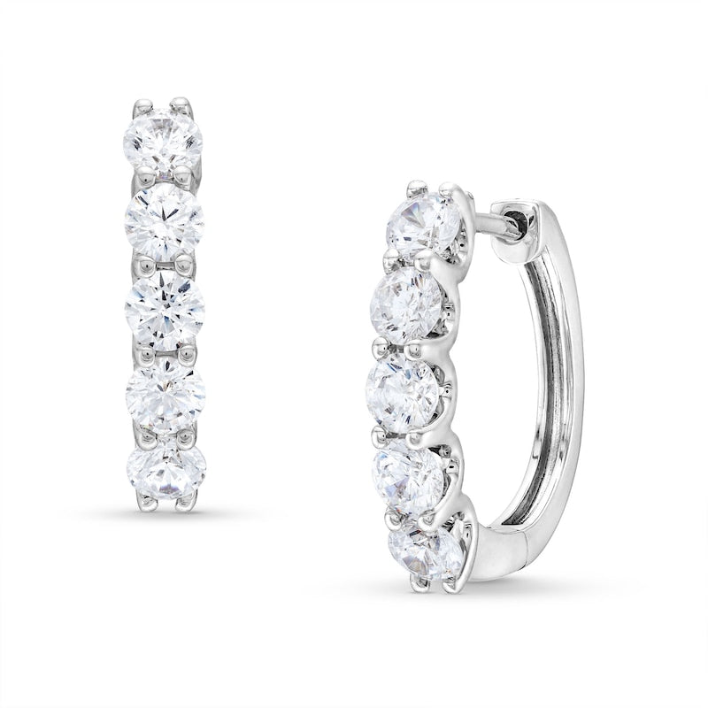 Natural Diamond Hoop Earrings in 18K White Gold or Platinum