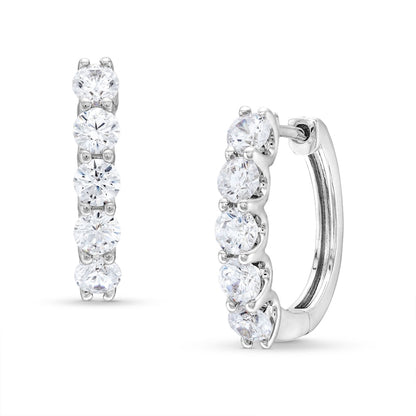 Natural Diamond Hoop Earrings in 18K White Gold or Platinum