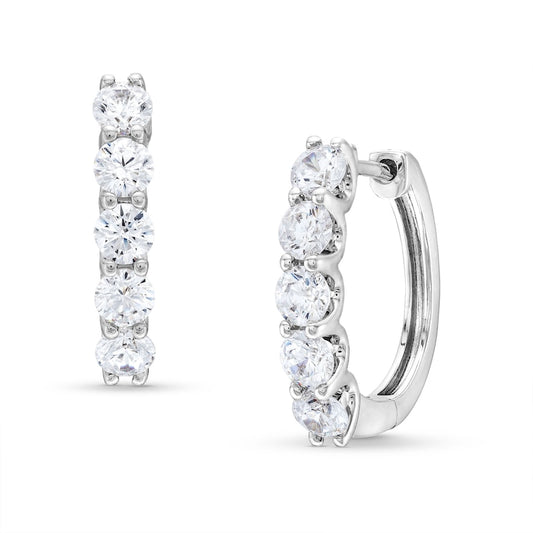 Natural Diamond Hoop Earrings in 18K White Gold or Platinum